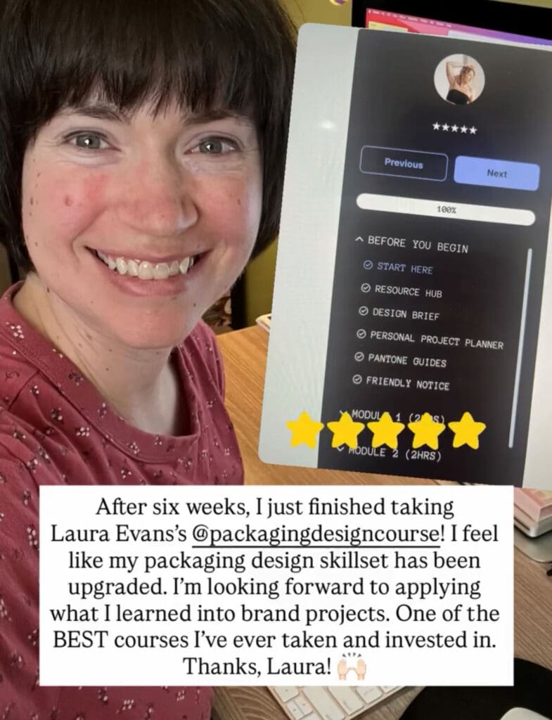 Testimonial for Studio Expansion: The Brand & Packaging Design Course