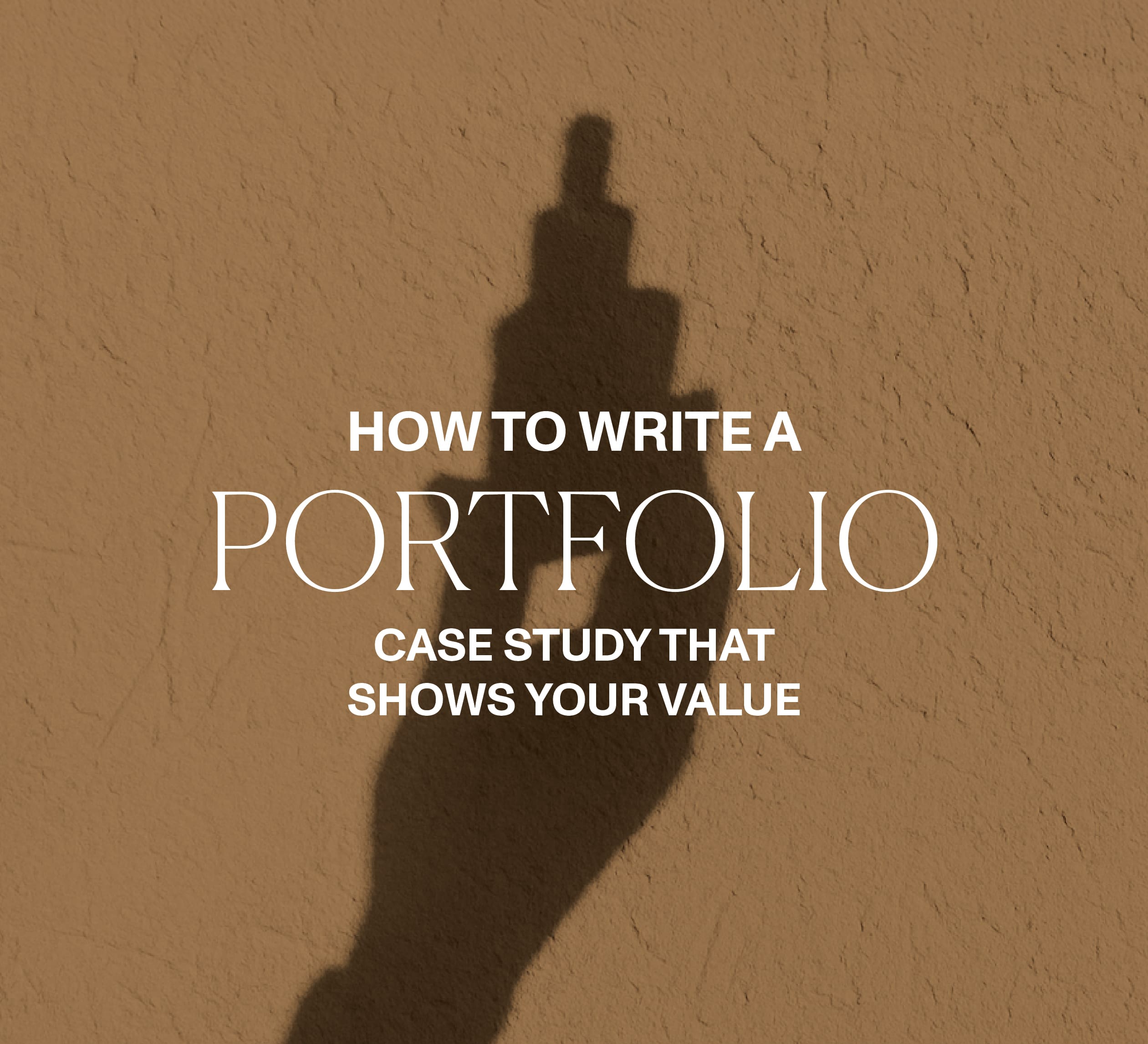 A textured wall showing the shadow of a hand holding a cosmetics bottle use in the article about writing a design portfolio case study